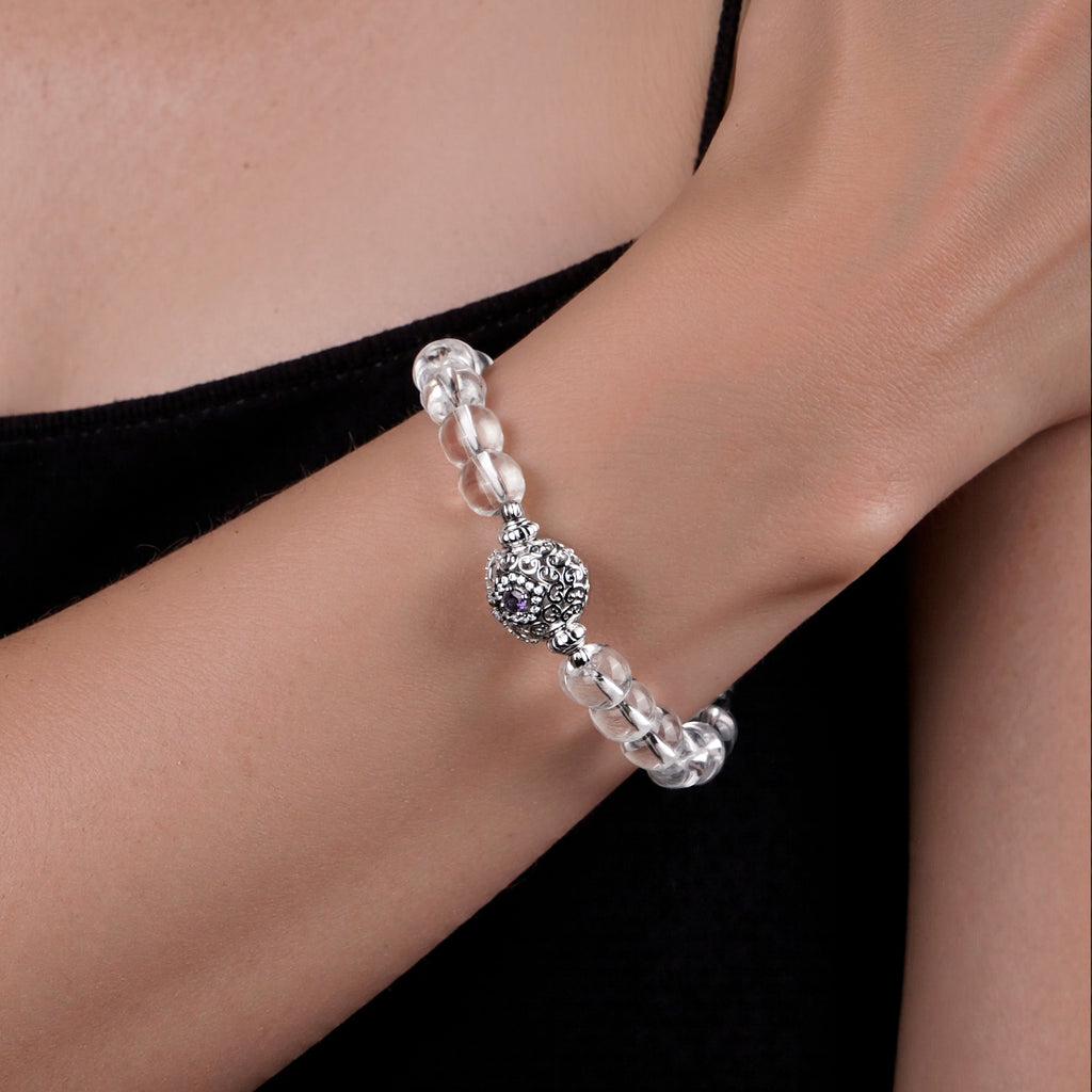[Dracula's Devotion] D-POW White Crystal Love Energy Bracelet - 925 Silver