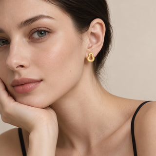 D-POW 9999 Fine Silver Gold-Tone Gourd Stud Earrings – Chinese Lucky Jewelry | D-POW
