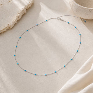 D-Pow Colorful Beaded Silver Choker Necklace