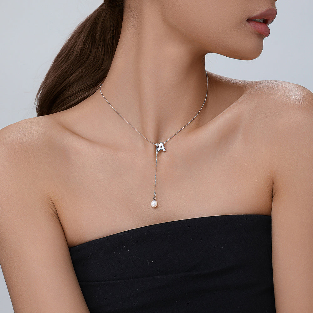 D-POW Cream-Tone Alphabet Pendant Necklace