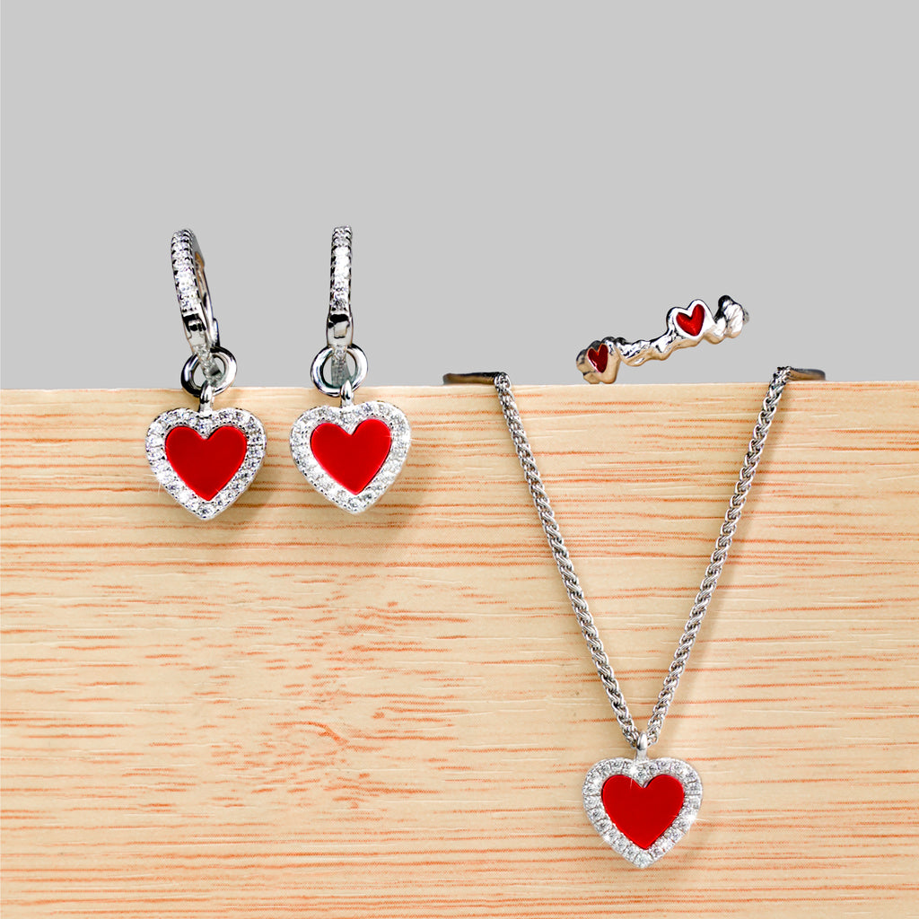 Cupid's Heart Jewelry Set – Necklace & Ring with Free Earrings
