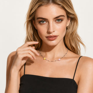 D-Pow S925 Silver Cream Star Necklace 52cm – Cute Minimalist Pendant - D-POW