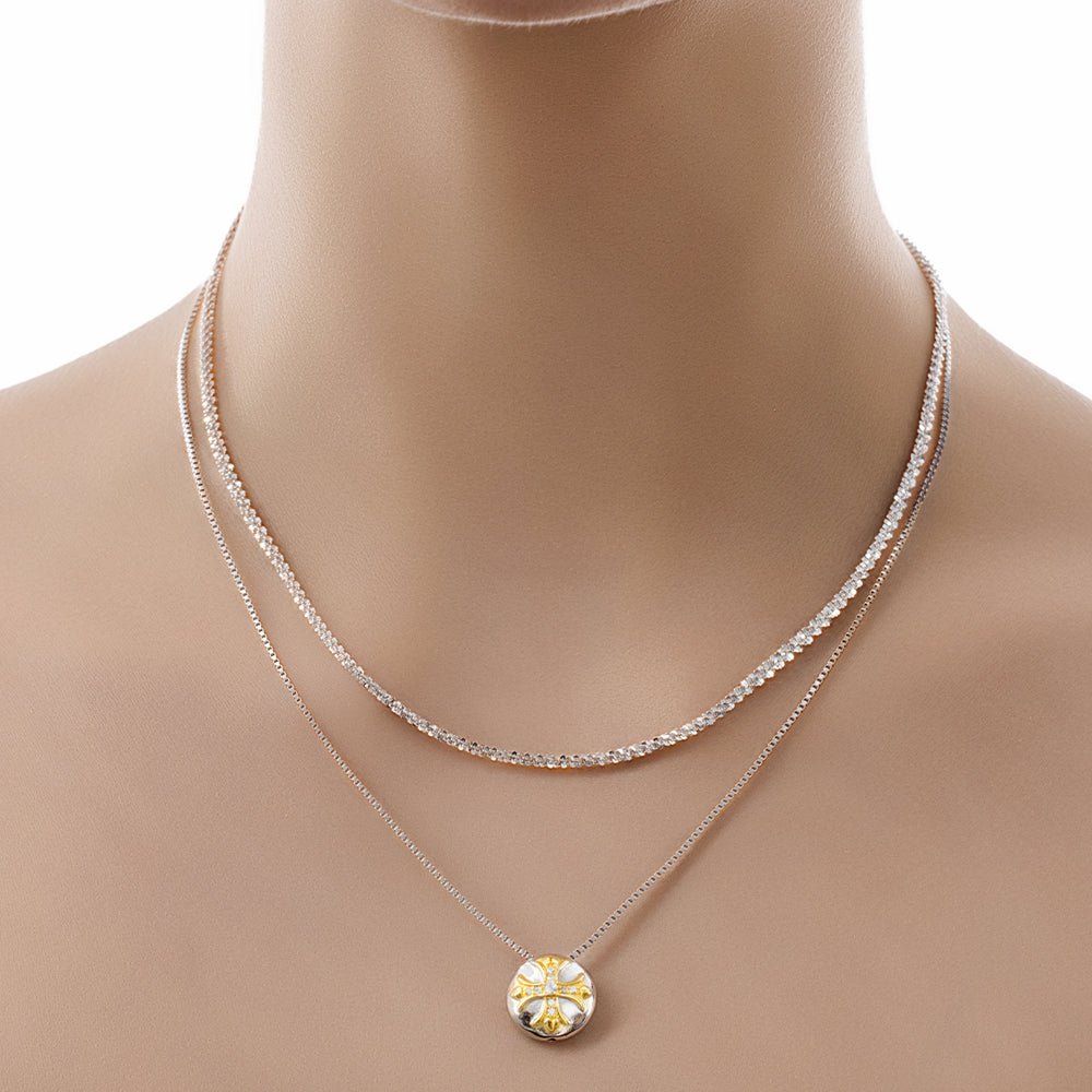 [Frozen Echo] D-POW Crome Pave Double-Layer Luxe Necklace 48cm(18.9'')