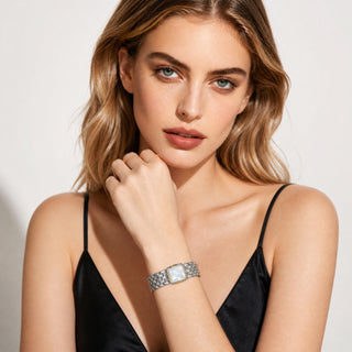 D-Pow S925 Sterling Silver Athena Vintage Bracelet – Handcrafted Tweed Texture, Luxury Style, Heavyweight Statement Chain - D-POW