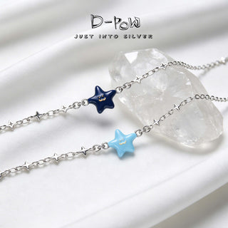D-Pow S925 Silver Cream Star Necklace 52cm – Cute Minimalist Pendant - D-POW