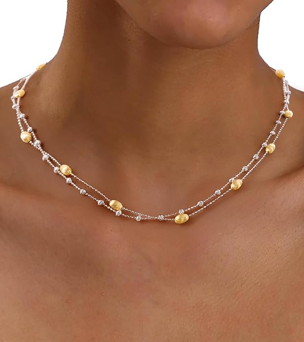 [Frozen Echo] D-POW Brushed Nut Shell Double-Layer Necklace