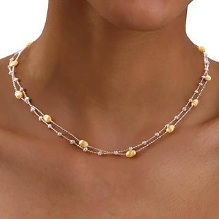 [Frozen Echo] D-POW Brushed Nut Shell Double-Layer Necklace - D-POW