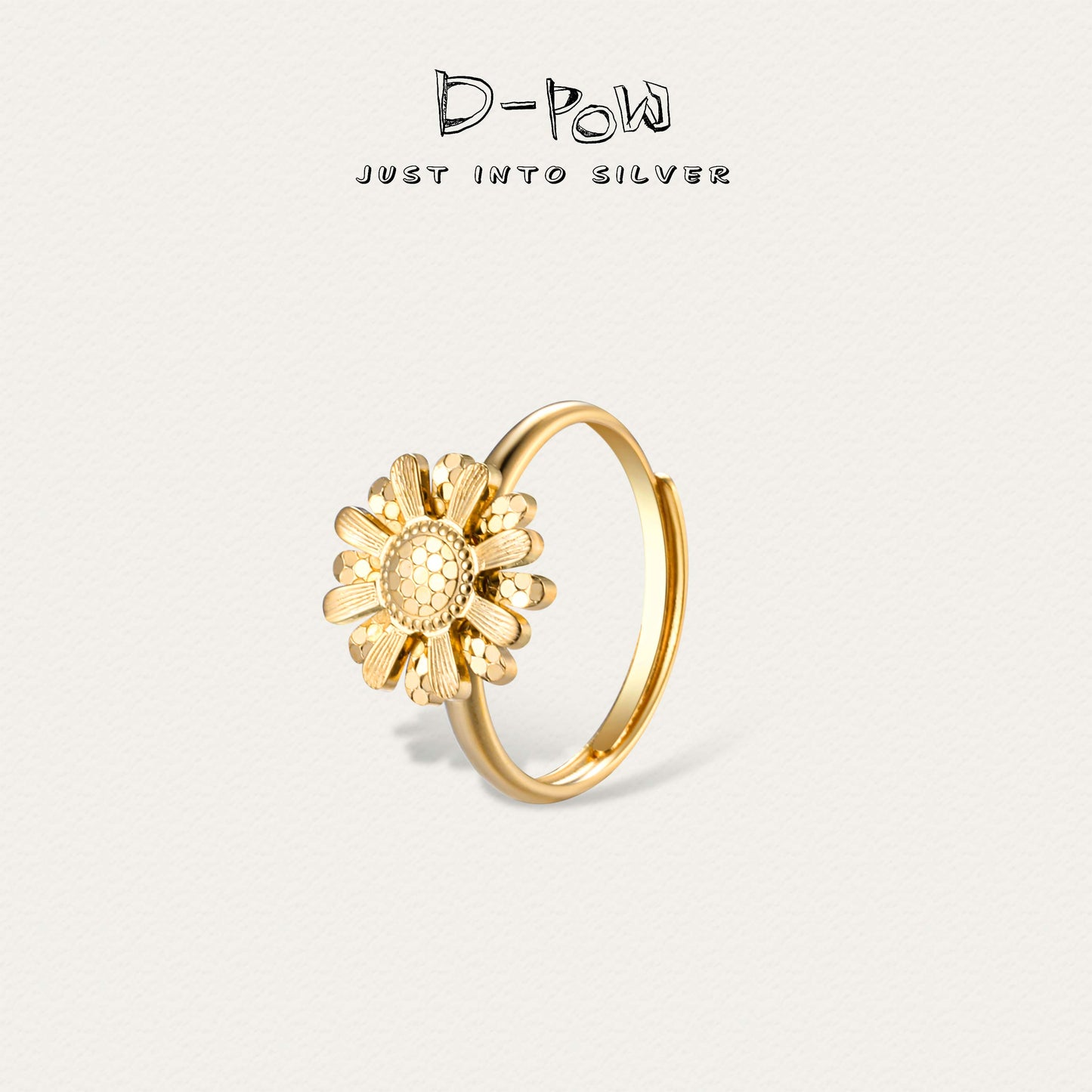 [Frozen Echo Special Edition] D-POW Frosted Sunburst CNC Adjustable Sterling Silver Ring