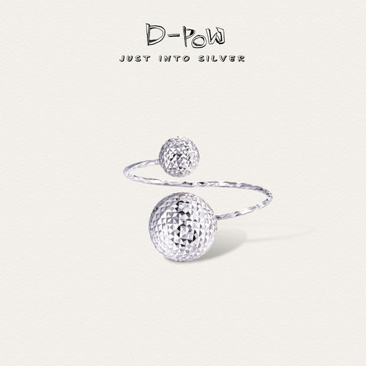 [Frozen Echo] D-POW Dual Cosmic Sphere Adjustable Sterling Silver Ring
