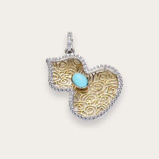 D-POW 925 Sterling Silver Gourd Pendant Necklace – Two-Tone Lucky Charm Jewelry | D-POW