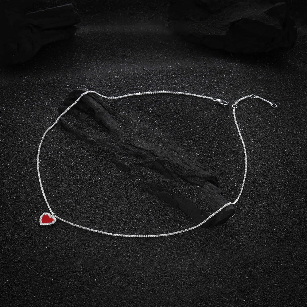 Cupid's Heart| D-pow Agate Heart Necklace – Simple Elegance in 925 Sterling Silver