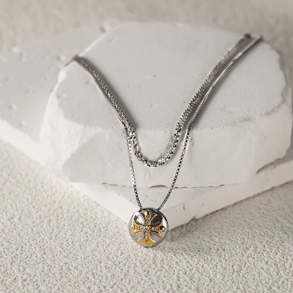 [Frozen Echo] D-POW Crome Pave Double-Layer Luxe Necklace 48cm(18.9'')