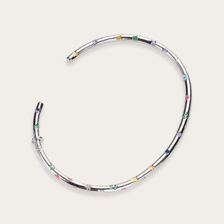 D-Pow Colorful Enamel Open Cuff Bracelet – Silver-Tone Bangle