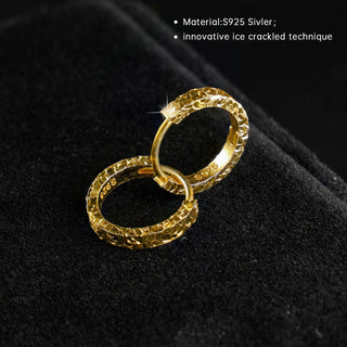 [Shatterlight Series] D-POW 925 Sterling Silver Crushed Ice Textured Hoop Earrings - D-POW