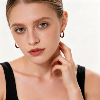 D-Pow Cherry Red 925 Silver Earrings | Vintage Elegant Jewelry - D-POW