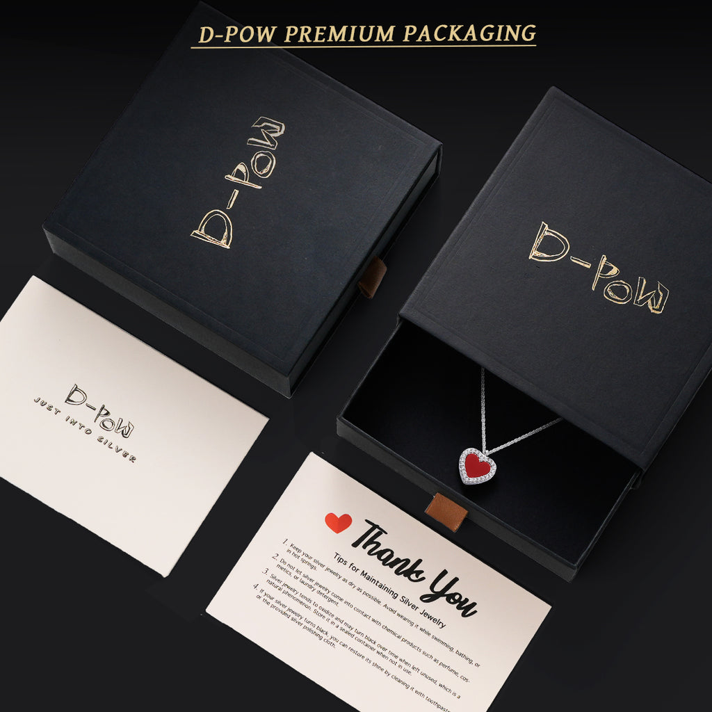 Cupid's Heart| D-pow Agate Heart Necklace – Simple Elegance in 925 Sterling Silver