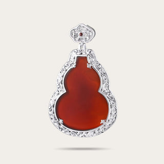 D-POW Sterling Silver Cinnabar Gourd Pendant – Antiqued Chinese Style - D-POW