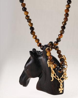 D-Pow Chestnut Pegasus Pendant Necklace – 925 Sterling Silver & Wood, 72 cm Long Chain - D-POW