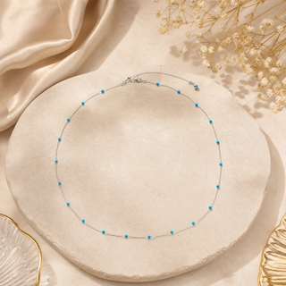 D-Pow Colorful Beaded Silver Choker Necklace | D-POW