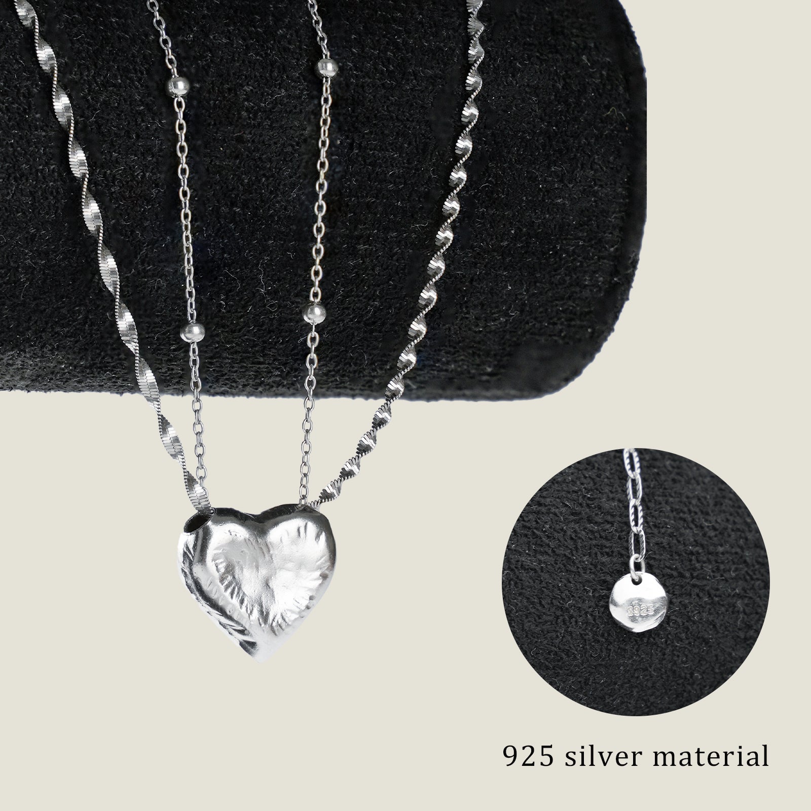 D-POW Baroque-Inspired Double Heart Necklace in 925 Sterling