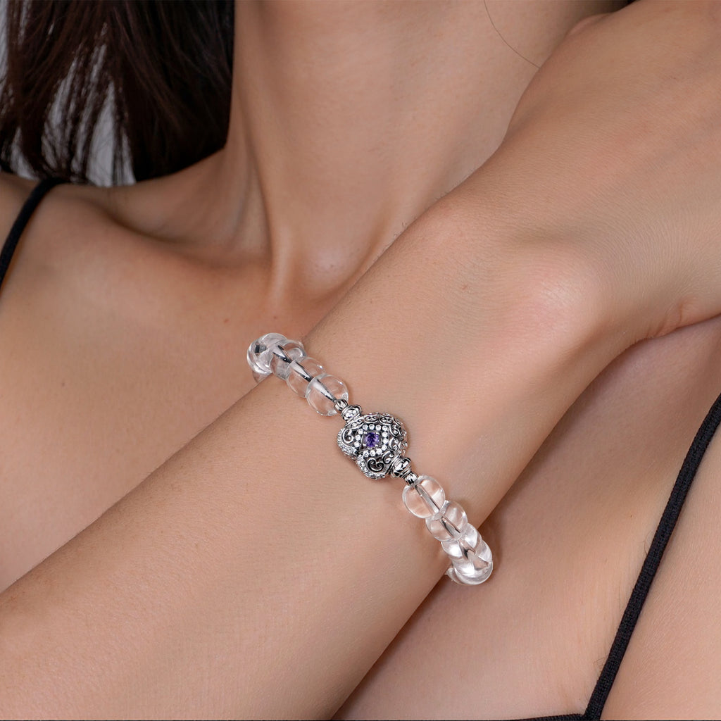 [Dracula's Devotion] D-POW White Crystal Love Energy Bracelet - 925 Silver