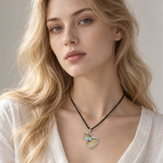 D-POW 925 Sterling Silver Gourd Pendant Necklace – Two-Tone Lucky Charm Jewelry | D-POW