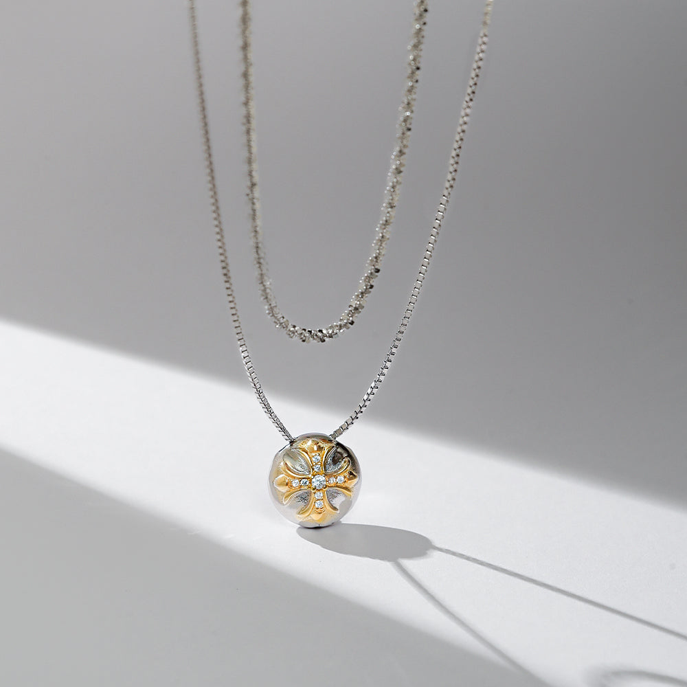 [Frozen Echo] D-POW Crome Pave Double-Layer Luxe Necklace 48cm(18.9'')