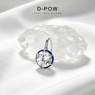 D-POW 925 Sterling Silver Round CZ Drop Earrings – Color Accent Design | D-POW