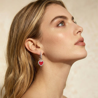 Cupid's Heart | D-pow Sterling Silver Red Heart Agate Drop Earrings - D-POW