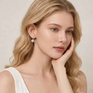 D-POW 925 Sterling Silver Round CZ Drop Earrings – Color Accent Design | D-POW