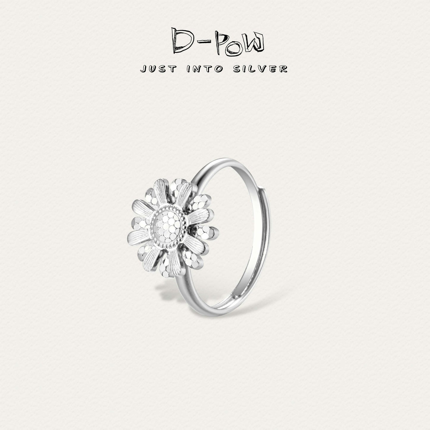 [Frozen Echo Special Edition] D-POW Frosted Sunburst CNC Adjustable Sterling Silver Ring