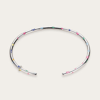 D-Pow Colorful Enamel Open Cuff Bracelet – Silver-Tone Bangle