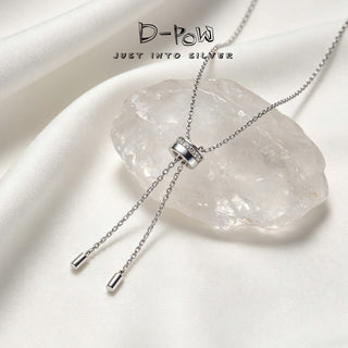 D-Pow S925 Sterling Silver Synthetic Zircon Necklace (62cm) - D-POW
