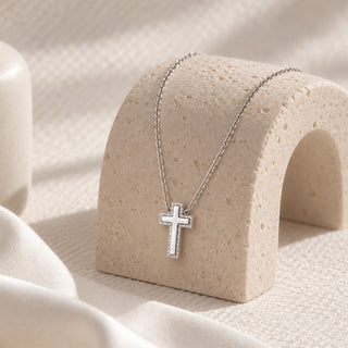 D-POW 925 Sterling Silver CZ Cross Pendant Necklace – 45cm | D-POW