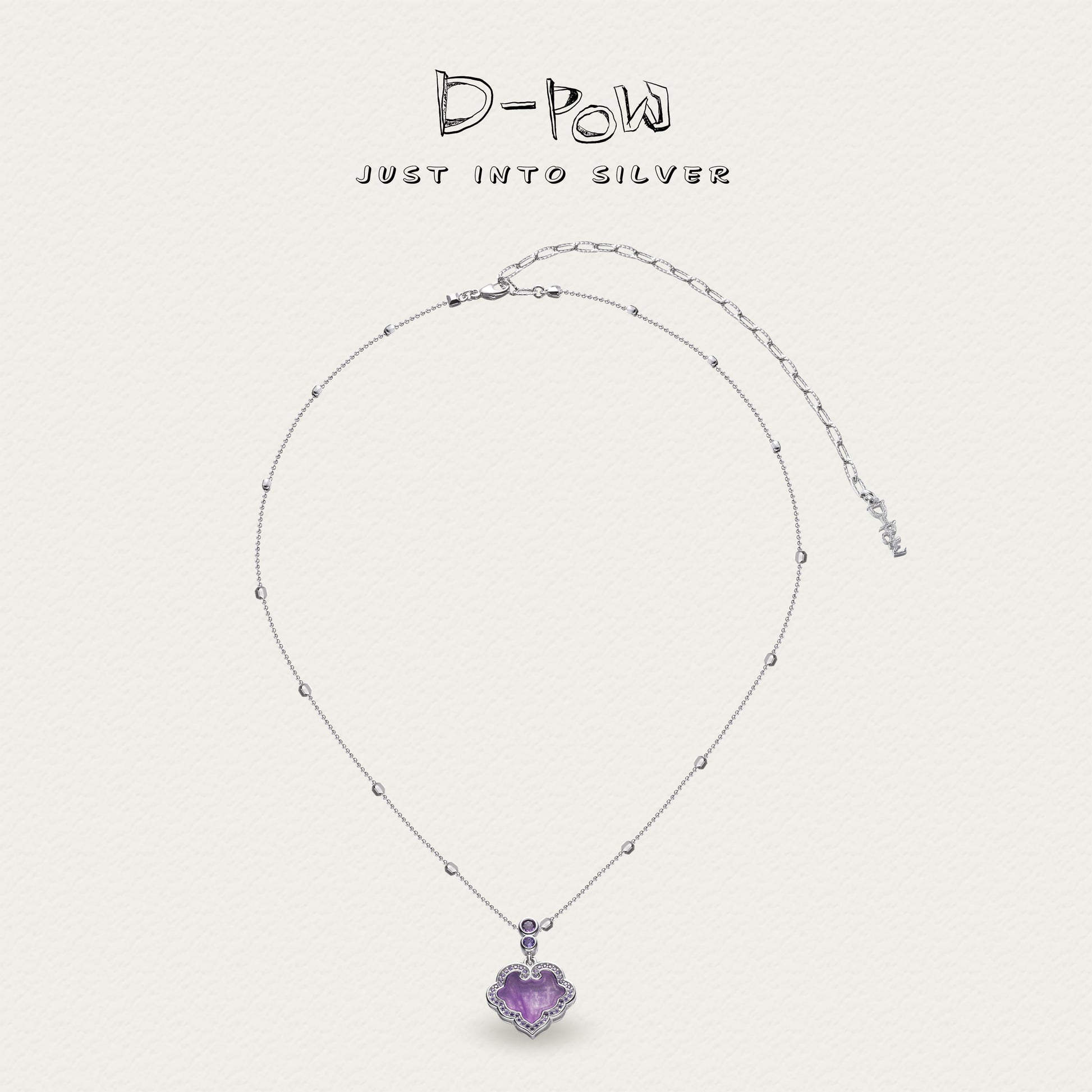 [Lustre Ruyi] D-pow Silver Jewelry Set – Necklace & Stud Earrings with Quartz Stones