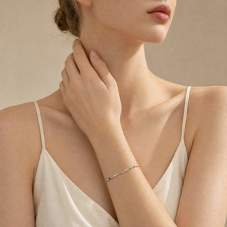 D-Pow Colorful Enamel Open Cuff Bracelet – Silver-Tone Bangle