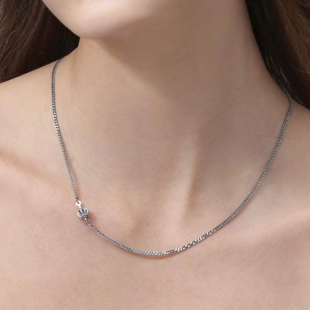 D-POW 925 Sterling Silver Chain Necklace with Spring Clasp