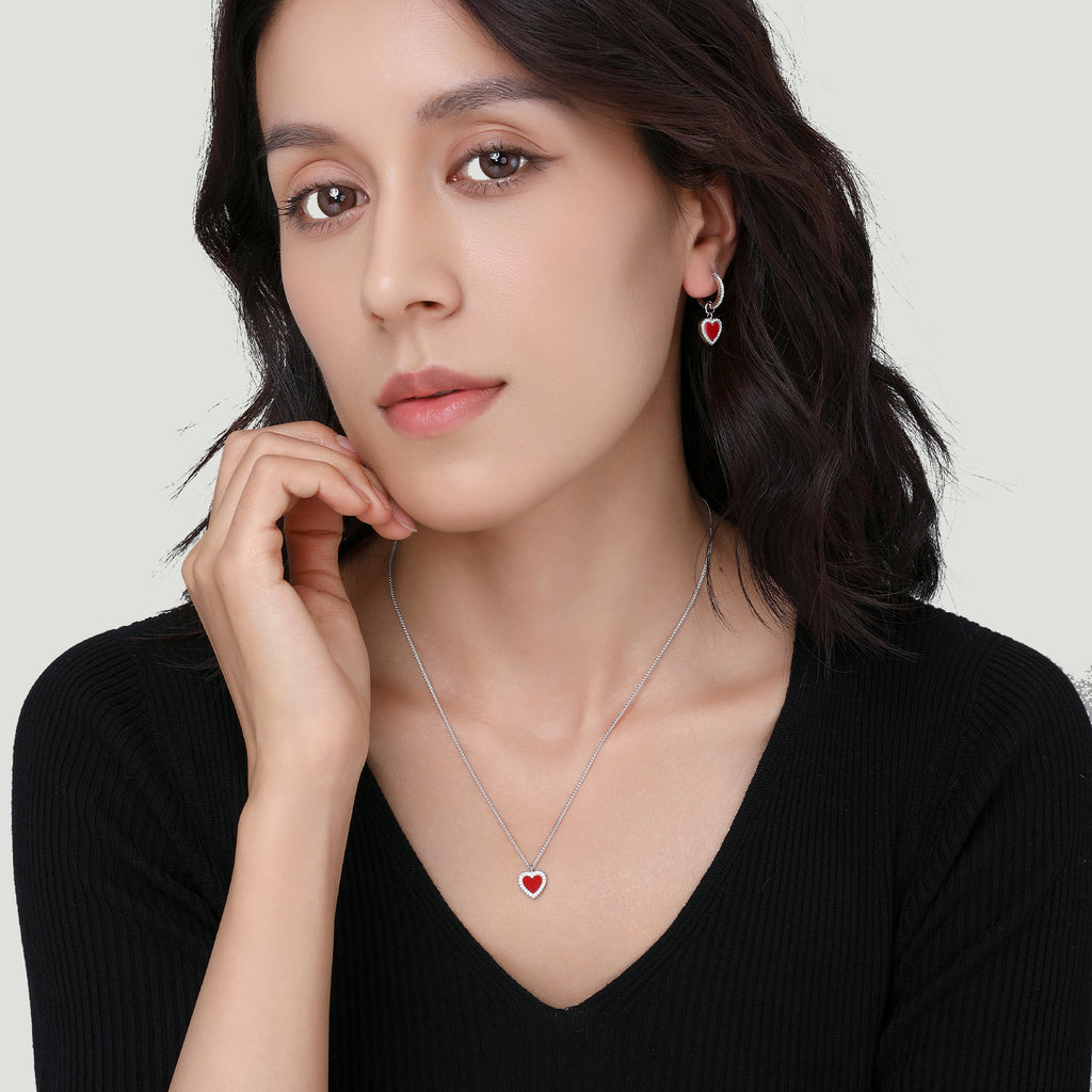 Cupid's Heart Jewelry Set – Necklace & Ring with Free Earrings