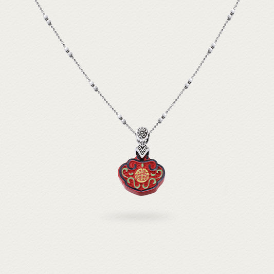 [Lustre Ruyi] D-pow Handcrafted Chinese Red Cinnabar Necklace