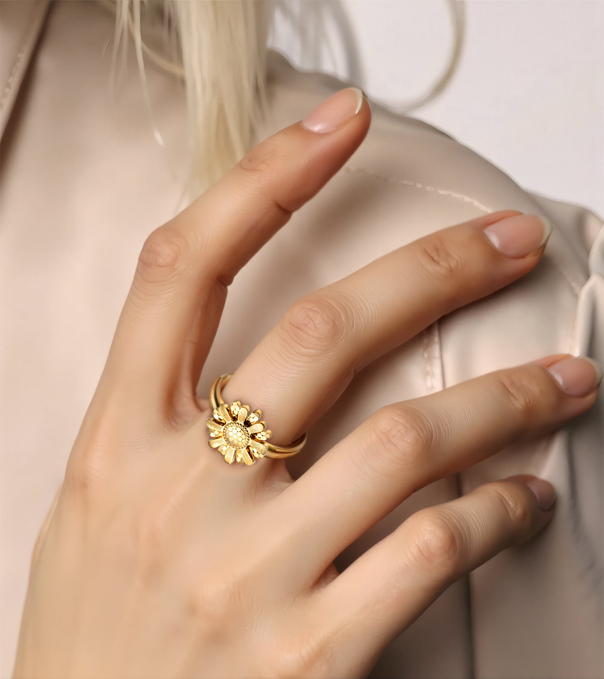 [Frozen Echo Special Edition] D-POW Frosted Sunburst CNC Adjustable Sterling Silver Ring