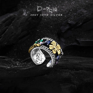 [Heavywork Goldflower]  D-POW Handcrafted Upgraded Linglang Stone Heavywork Ring - D-POW