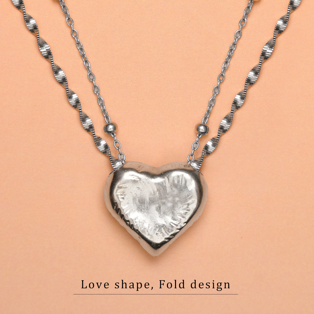 [Baroque Bloom] D-POW Baroque-Inspired Double Heart Necklace in 925 Sterling Silver