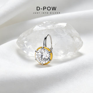 D-POW 925 Sterling Silver Round CZ Drop Earrings – Color Accent Design | D-POW