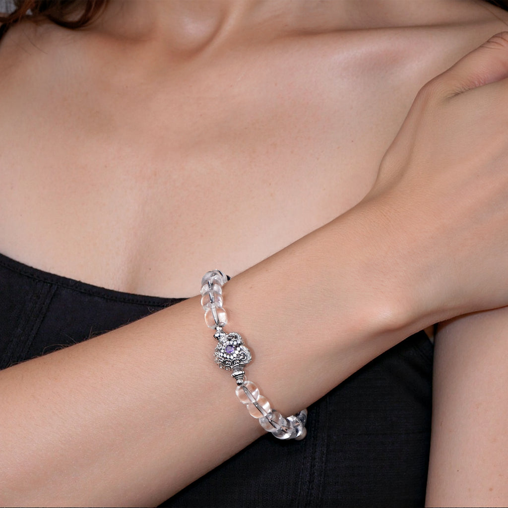 [Dracula's Devotion] D-POW White Crystal Love Energy Bracelet - 925 Silver