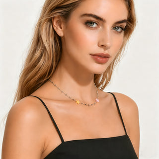 D-Pow S925 Silver Cream Star Necklace 52cm – Cute Minimalist Pendant - D-POW