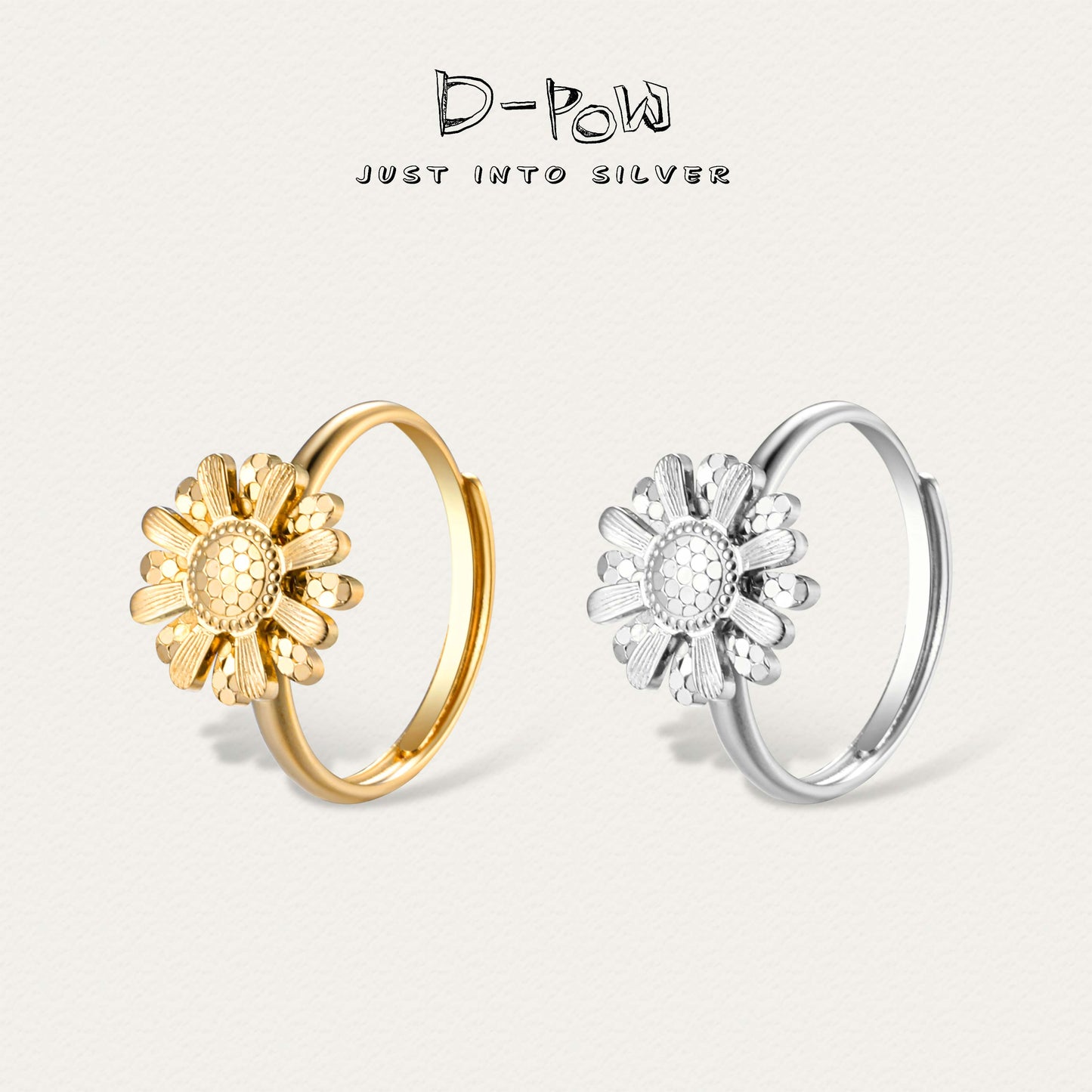 [Frozen Echo Special Edition] D-POW Frosted Sunburst CNC Adjustable Sterling Silver Ring