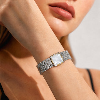 D-Pow S925 Sterling Silver Athena Vintage Bracelet – Handcrafted Tweed Texture, Luxury Style, Heavyweight Statement Chain - D-POW