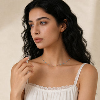 D-Pow Colorful Beaded Silver Choker Necklace