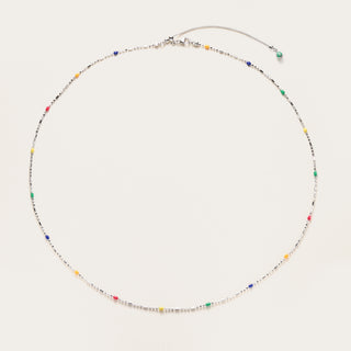D-Pow Colorful Beaded Silver Choker Necklace