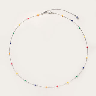 D-Pow Colorful Beaded Silver Choker Necklace